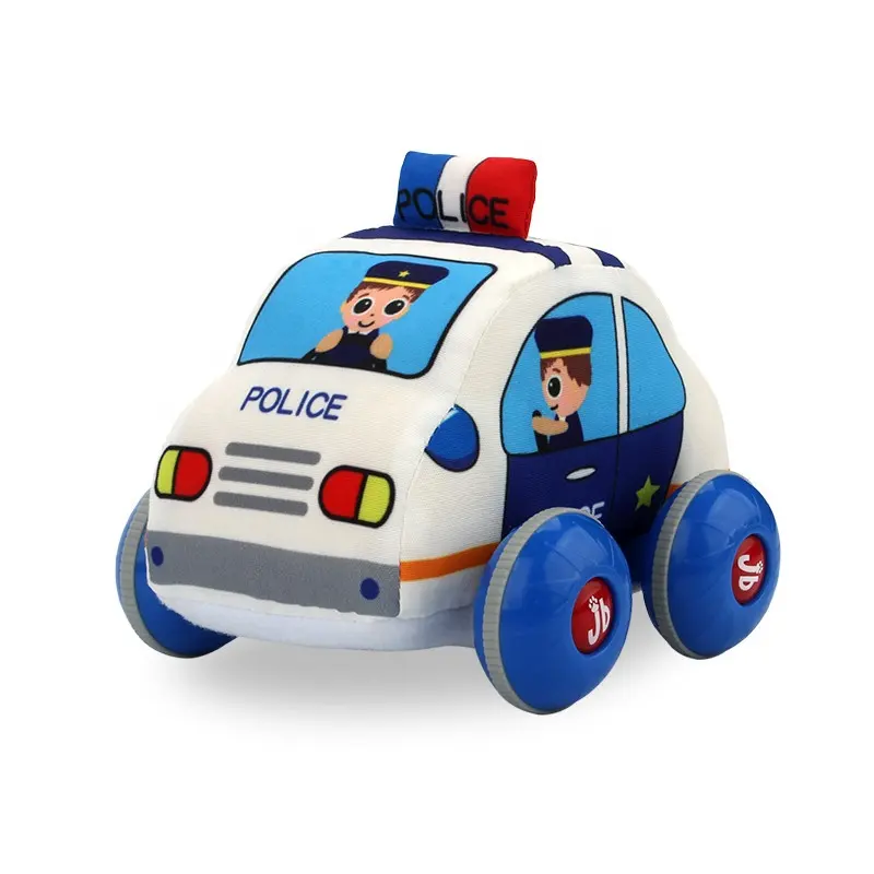 2023 neues Design Plüsch Spielzeug Stoff Auto Plüsch mit weichen ausgestopften Polizeiauto Spielzeug für Baby Plüsch ausgestopft Auto für Geschenke