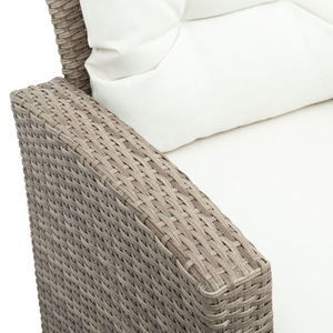 Ensemble de meubles de patio portables modernes, 4 pièces, canapé en osier pour conversation en plein air avec ottoman et coussins, gris foncé beige - Product Image 5