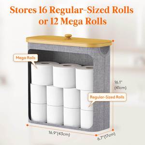 30L Extra Large Collapsible Fabric Bathroom Organizer Box for Mega <b>Rolls</b> <b>Toilet</b> Paper Storage with Bamboo Lid - Product Image 3