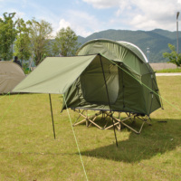 Lit de camp combiné 2-en-1 pour 1 personne - Tente de couchage légère pour le backpacking avec auvent et moustiquaire, lit non inclus