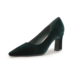 Zapatos de Tacón Alto 7188N de Terciopelo con Punta Cuadrada y Tacón de Bloque, Zapatos de Oficina Cómodos para Mujer - Product Image 4