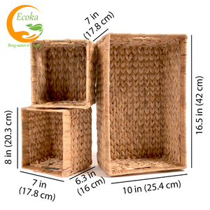 Vietnam Woven Water Hyacinth <b>Storage</b> <b>Basket</b> Handle Neatening Organizer <b>for</b> <b>Bathroom</b> Kitchen Decorative - Product Image 3