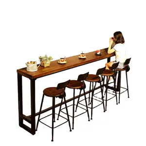 Diseño Industrial Marco de metal rústico Comedor Mesas de Casa Taburete de mesa de Bar de cocina de madera rectangular de alta calidad