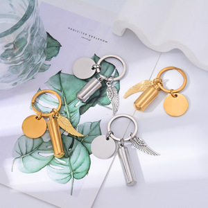 批发不锈钢小圆筒香水瓶钥匙扣带骨灰纪念吊坠钥匙扣 - Product Image 2