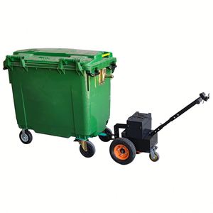 Remorque poubelle électrique durable à direction variable avec poignée pour poubelle extérieure robuste - Product Image 1