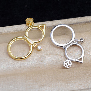 Colgante de Plata S925 con Doble Perla y Concha de Caballito, Accesorios DIY 5837, Colgante de Calabaza del Tesoro con Moneda de Cobre, Colgantes y Dijes Finos para Joyería - Product Image 2