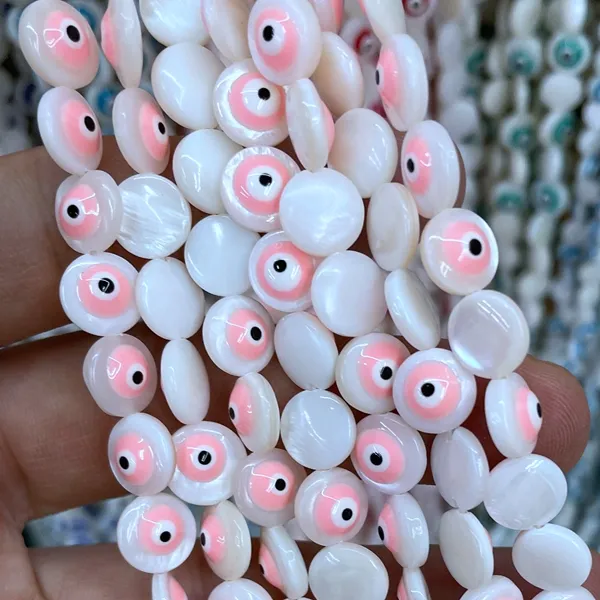 Wholesale White Mother of Pearl Natural MOP Shell Round Cabochon Eye Loose Beads for 925 Silver Pendant Jewelry Making