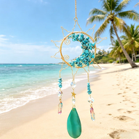 Attrape-soleil en cristal turquoise, pendentif arbre sculpté, carillon éolien, décoration de jardin et de Noël