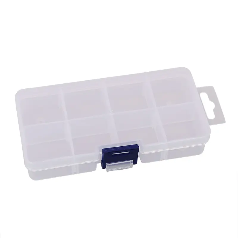 Boîte en Plastique de pêche rectangulaire, petite boîte en Plastique 8 grilles, 13.7cm 6.8cm 2.7cm 46g,