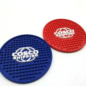 Custom Design Printed Logo Wholesale Round PVC Rubber Coaster Anti-Slip Placemat