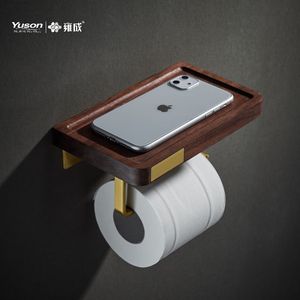 Luckyizon — <span class=keywords><strong>porte</strong></span>-<span class=keywords><strong>papier</strong></span> hygiénique 13332G, avec une étagère téléphone en bois de noyer, barre en laiton or brossé, <span class=keywords><strong>porte</strong></span>-<span class=keywords><strong>papier</strong></span> <span class=keywords><strong>toilette</strong></span> - Product Image 1