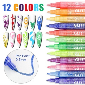ชุดปากกามาร์คเกอร์เพ้นท์เล็บแบบน้ำ 12 สี ขนาด 0.7 มม. สำหรับวาดกราฟฟิตี พร้อมกล่องสี - Product Image 2
