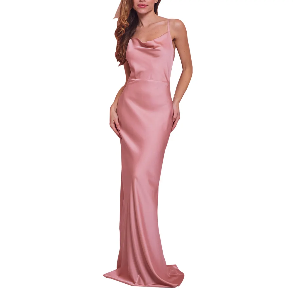 2022 사용자 정의 럭셔리 가운 섹시한 실크 드레스 슬립 댄스 파티 공식 파티 맥시 긴 우아한 여성 신부 들러리 이브닝 드레스