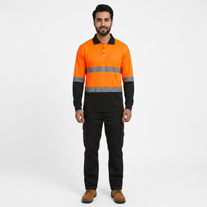 2026 Custom Breathable High Visibility Long Sleeve Safety Polo Shirt Reflective Sewing Tape Waterproof <b>LED</b> Flash <b>Fire</b> Protection - Product Image 1