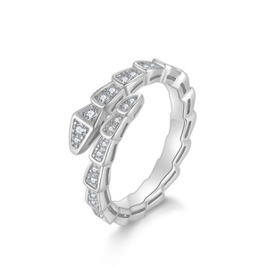 Women's S925 Sterling Silver Snake Classic Moissanite Eternity Band <b>Open</b> <b>Ring</b> 18K Gold Plated Adjustable Stackable Women Band - Product Image 2