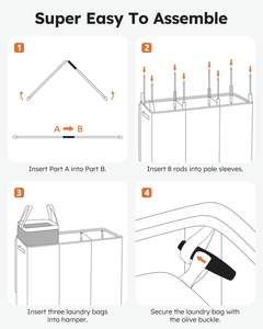 Panier de rangement moderne et écologique de 180 L, en tissu Oxford à 3 couches, multifonctionnel, avec poignée robuste, pour salon et salle de bain - Product Image 6