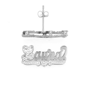 <span class=keywords><strong>Orecchini</strong></span> Personalizzati 3D con Doppia Targa Nome, Bicolore Placcati in Oro 18K, <span class=keywords><strong>Orecchini</strong></span> con Nome Personalizzato per Donne - Product Image 5