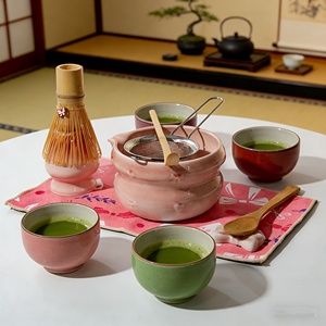 Elegant Pink Preparation <b>Set</b> Ceramic <b>Matcha</b> Bowl Bamboo Whisk Strainer and Accessories Traditional <b>Tea</b> Ceremony - Product Image 1