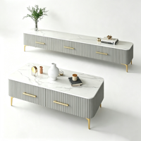 Ensemble table basse et meuble TV en dalle de roche |   Meubles de salon modernes et luxueux, décoratifs et modulables