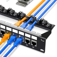 Panneau de brassage de distribution réseau noir 19 pouces 1U avec 24 x RJ45 Keystone comprend la gestion des câbles