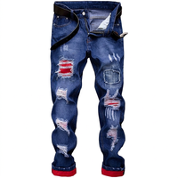 Jeans pour hommes de style urbain, imprimés par un designer personnel, noir et blanc, pour club de nuit, style punk, coupe skinny, hip-hop