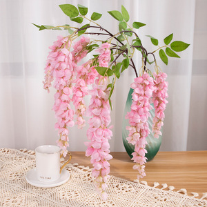 Fleur artificielle de glycine Gardenia à 5 branches, fleur en soie suspendue pour décoration murale et de plafond, décoration de mariage et d'hôtel, violet rose orange - Product Image 2