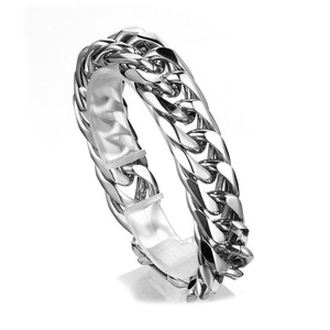 Pulsera de Cadena Franco de Acero Inoxidable Plateado de Múltiples Anchos 11/13/16/19/21mm, Brazalete Unisex Estilo Hip Hop, Joyería Urbana Europea - Product Image 6