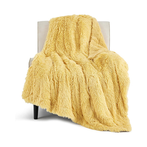 Personalizado 40MM largo felpa esponjosa microfibra sólido día Oficina Coche habitación manta estilo coreano tejido 100% poliéster - Product Image 1