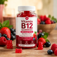 Complément alimentaire Healthife Private Label, saveur de fruits rouges mélangés, 3000 mcg de vitamine B12 sous forme de gommes