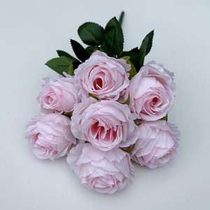 Di alta qualità 7 teste fiore bianco cespuglio rosa Bouquet fiori artificiali per la vendita - Product Image 6