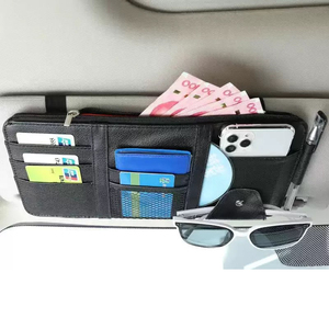 Bolsa de almacenamiento de cuero multifuncional para visera de coche, organizador de tarjetas y gafas - Product Image 1