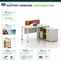Bureau de travail moderne blanc, table d'ordinateur avec cadre, poste de travail exécutif simple pour bureau de direction