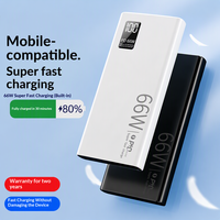 Batterie externe transfrontalière 66W à charge rapide en PVC avec câble intégré 20 000 mAh haute capacité, chargeur mobile portable, impression de logo