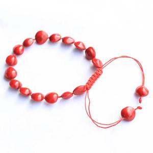 <b>Red</b> Bean <b>Bracelet</b> 18 Beads Heart Shape Ethnic Style Gift Jewelry From Hangzhou - Product Image 2