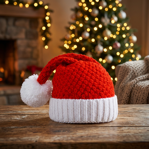Bonnet de Noël tricoté avec pompon, motif Père Noël, renne, flocon de neige, arbre de Noël au crochet, haute qualité, rouge et vert, pour adultes, adolescents et enfants, pour les fêtes du Nouvel An - Product Image 2
