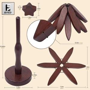 Juego de 4 salvamanteles de madera con 1 soporte, madera natural premium resistente al calor, con forma de árbol de Navidad - Product Image 2