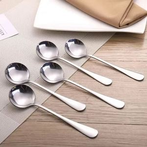 Factory Wholesale Custom Own Brand Stainless Steel Round <b>Spoon</b> for Coffee Soup - Product Image 3