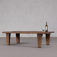 Table basse sculptée à la main avec finition antique, table basse en bois massif de style chinois pour salon