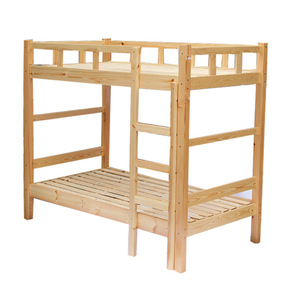 Solid <b>Wood</b> <b>Bunk</b> <b>Bed</b> Pine Natural Color Double Decker Dormitory <b>Bed</b> For Children And Adults Framework Structure - Product Image 3