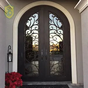 Sidelight ile ferforje dış kapı demir kapılar için Vietnam en İyi kalite ile demir dış giriş kapıları cam