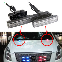 Luces estroboscópicas de emergencia de 12V, estroboscópicas azules, luz de advertencia de parrilla de tablero de cubierta ultradelgada, luz intermitente de precaución para vehículos