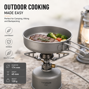 Titanium Frying Pan 174mm Pure Titanium Fry Pan Lightweight Outdoor Camping Cookware with Folding Handle - Product Image 4