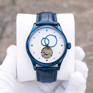 Montre automatique mécanique de luxe pour homme avec tourbillon, aiguilles orbitales, cadran bleu, acier inoxydable, personnalisable avec logo (OEM/ODM) - Product Image 2