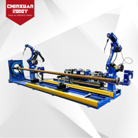 Station de travail robotisée de soudage à 6 axes haute efficacité, modèle double robot haute précision pour les lignes de soudage de tuyaux et de structures en acier