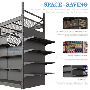 Custom Member Supermarket <b>Shelves</b> Heavy Duty Warehouse Rack and Supermarket <b>Shelf</b> Match <b>Black</b> Gondola Shelving - Product Image 2