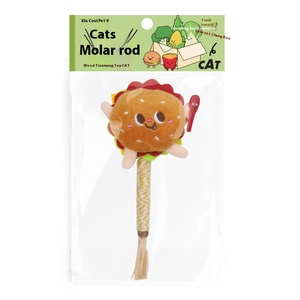 Simpatico cartone animato gattino gatto massaggiagengive giocattolo <span class=keywords><strong>poligono</strong></span> di legno durevole masticare Teaser bacchetta eco-friendly auto-intrattenimento Pet forniture - Product Image 6