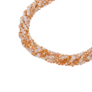 สร้อยคอคริสตัลแก้วสีแอปริคอทขนาด 18 นิ้ว พร้อมลูกปัดเหลี่ยมบิดเกลียว 4 แถว ขนาด 3 มม. - Product Image 3