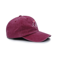 Casquette de baseball unisexe non structurée en denim rétro RD BA 0672, 100 % coton, broderie 3D, 6 panneaux, rouge délavé, personnalisable en gros
