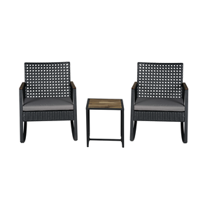 Ensemble de meubles de jardin en rotin pour balcon, véranda, jardin, pelouse, ensemble de 3 meubles à bascule en rotin - Ensemble de bistrot en rotin PE - Product Image 1