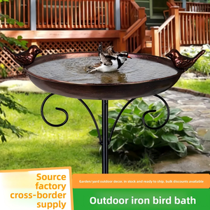 Mangeoire et abreuvoir pour oiseaux en fer forgé vintage, bain pour colibris, décoration de jardin moderne minimaliste pour l'extérieur - Product Image 5
